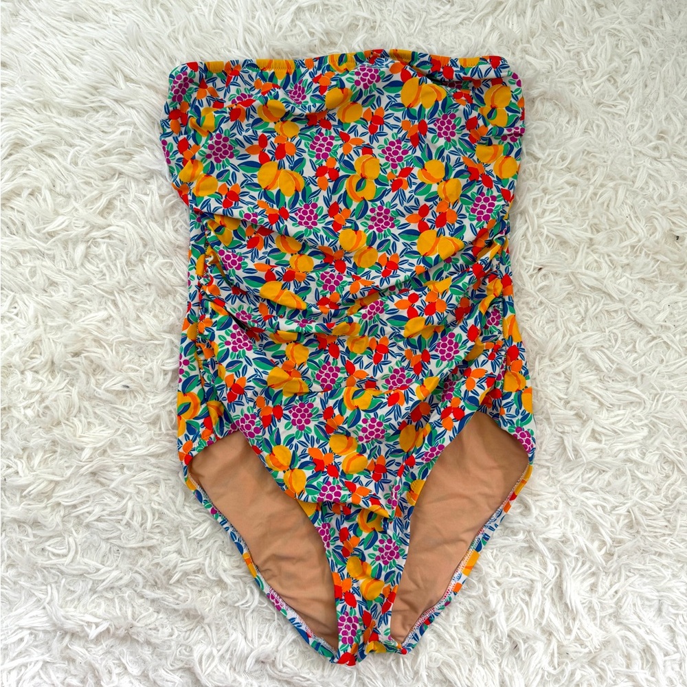 JCrew Factory Printed Strapless One Piece Bathing Suit, Size M, Like New